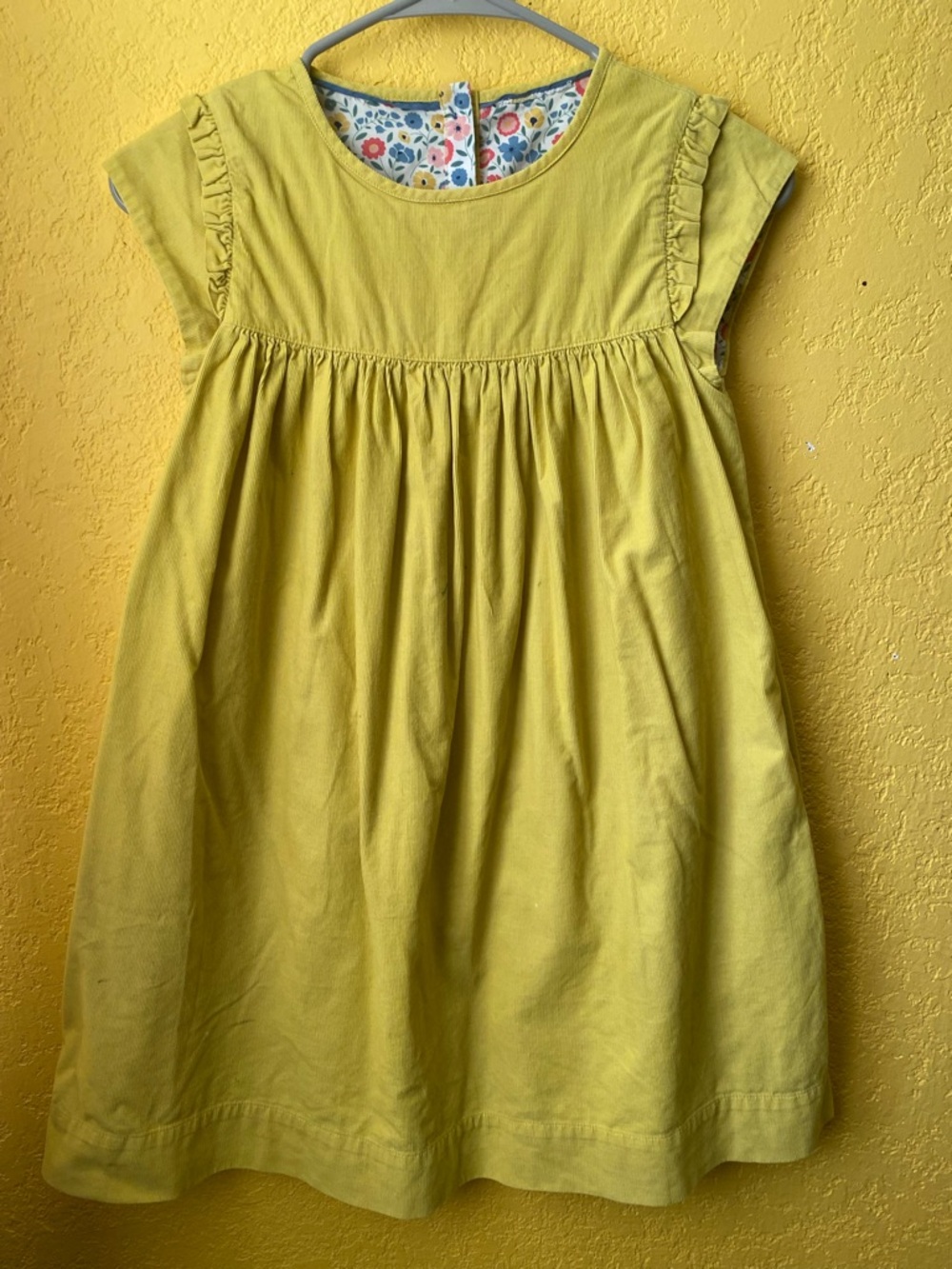Mini Boden Yellow Cotton Sundress with Floral Lining